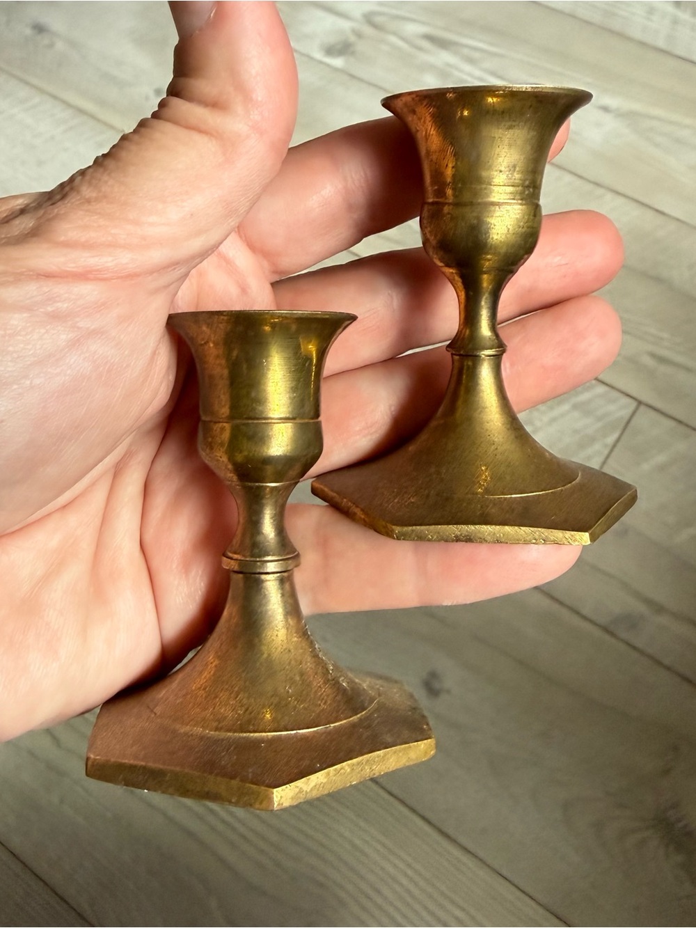 Vintage Mini Brass Taper Candle Holders India Cute Granny Core Wedding Event